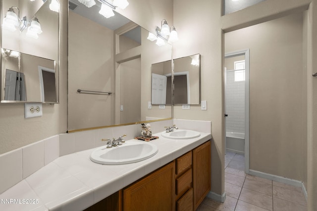 3744 Ranch Crest Dr, Reno, NV 89509 - bathroom with double vanity, tile patterned floors, and shower / bathtub combination