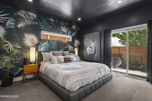 1402 Tonopah St, Reno, NV 89509 - carpeted bedroom with access to exterior and recessed lighting