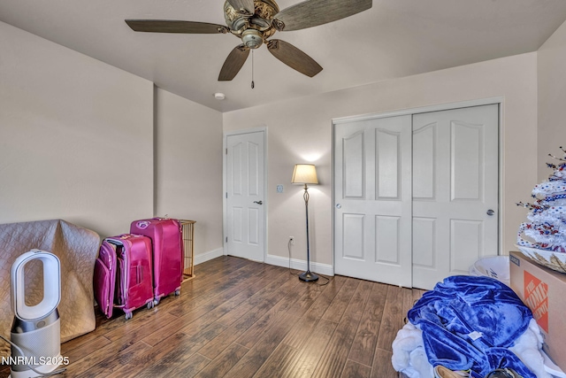 150 Brandon Ranch Ct, Reno, NV 89510 - bedroom with wood finished floors, a ceiling fan, and a closet