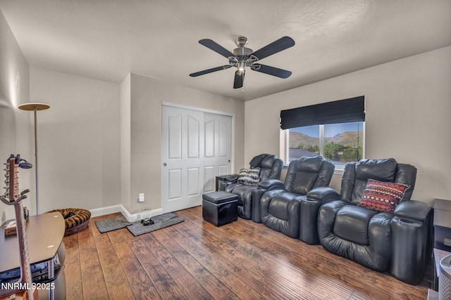 150 Brandon Ranch Ct, Reno, NV 89510 - cinema room featuring hardwood / wood-style floors and ceiling fan