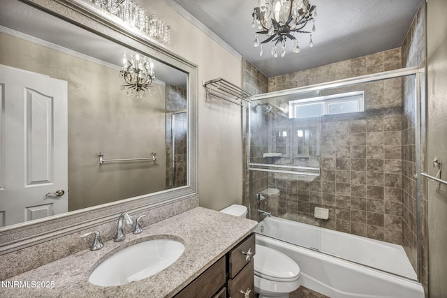 150 Brandon Ranch Ct, Reno, NV 89510 - full bath featuring a chandelier, vanity, combined bath / shower with glass door, and crown molding