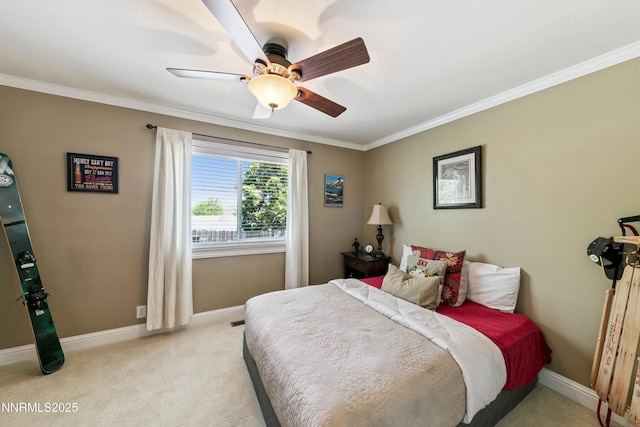 545 Mogul Mountain Dr, Reno, NV 89523 - bedroom with crown molding, light carpet, and a ceiling fan
