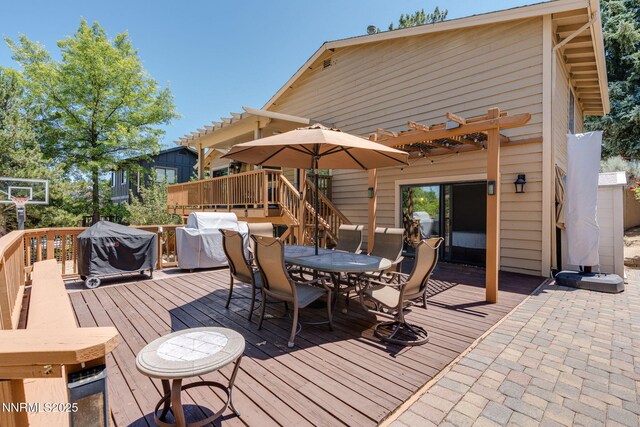 3597 Skyline View Dr, Reno, NV 89509 - deck featuring a pergola, outdoor dining space, and area for grilling