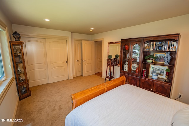 15045 Heathcliff Dr, Reno, NV 89511 - bedroom featuring light carpet, a closet, and recessed lighting