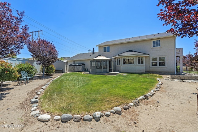 3555 Vista Blvd, Sparks, NV 89436 - rear view of property with stucco siding, a fenced backyard, and a gazebo