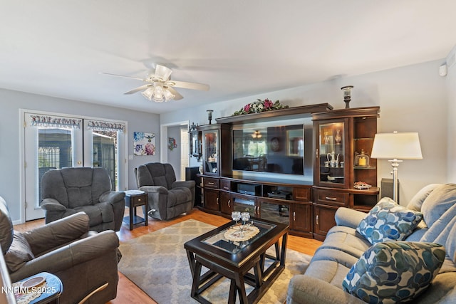 3555 Vista Blvd, Sparks, NV 89436 - living area with light wood-type flooring, french doors, and a ceiling fan