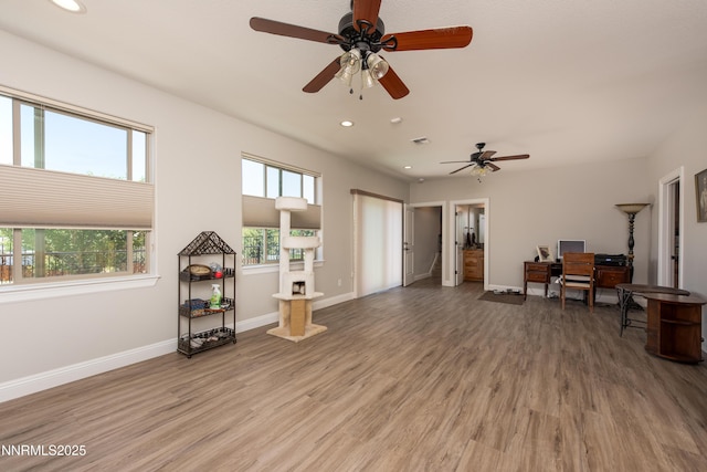 2092 Canterbury Ln, Carson City, NV 89703 - sitting room with a ceiling fan, a desk, recessed lighting, and light wood-style floors