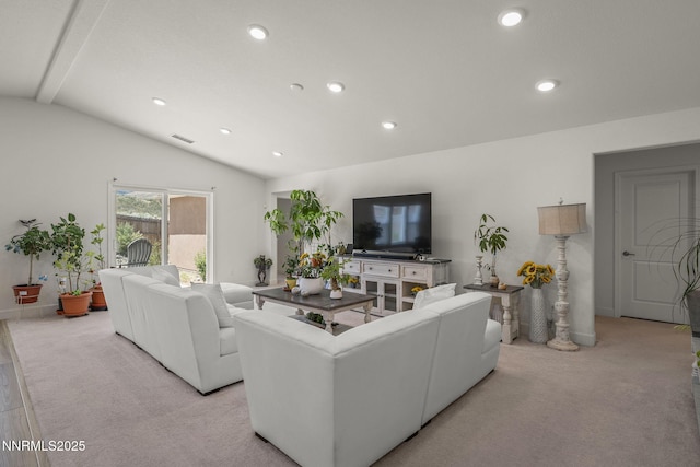 6496 Arc Dome Dr, Carson City, NV 89701 - living room with vaulted ceiling, recessed lighting, and light colored carpet
