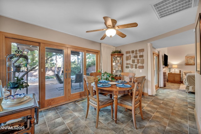 6437 Meadow Valley Ln, Reno, NV 89519 - dining room with french doors and a ceiling fan