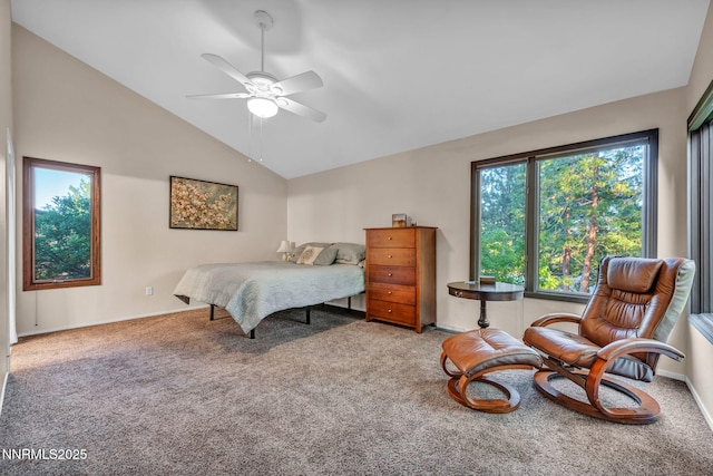 6437 Meadow Valley Ln, Reno, NV 89519 - carpeted bedroom with lofted ceiling and a ceiling fan