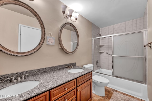 6437 Meadow Valley Ln, Reno, NV 89519 - bathroom with double vanity and enclosed tub / shower combo