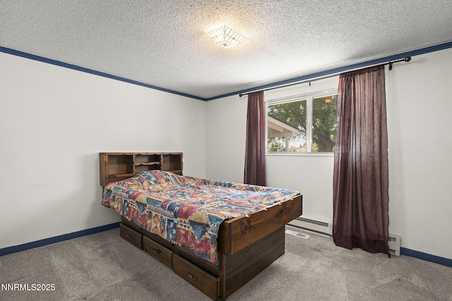 9100 Rain Dance Way, Reno, NV 89506 - bedroom featuring carpet floors, a textured ceiling, a baseboard radiator, and a baseboard heating unit