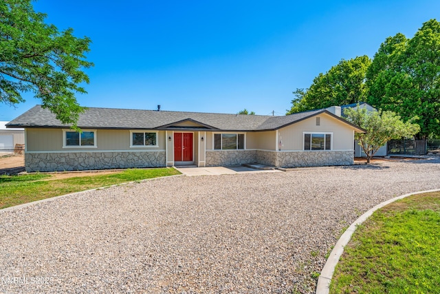 1314 Johnson Ln, Minden, NV 89423 - ranch-style home featuring stone siding and roof with shingles