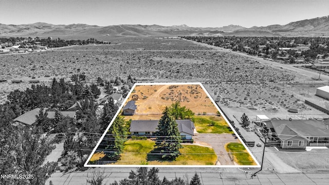 1513 S Riverview Dr, Gardnerville, NV 89460 - aerial view of property's location with property boundaries highlighted and a mountainous background