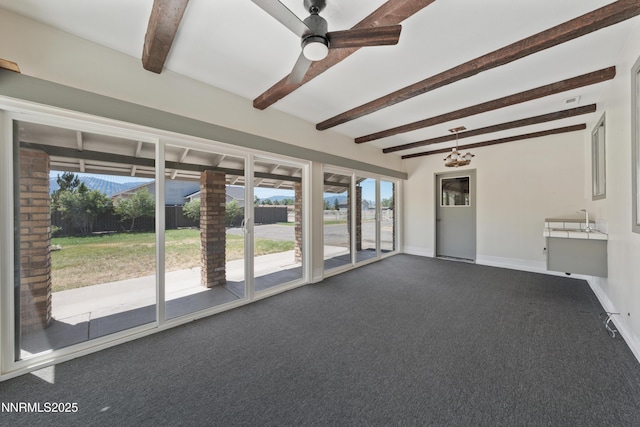 1513 S Riverview Dr, Gardnerville, NV 89460 - unfurnished sunroom with beamed ceiling