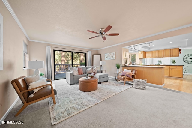 25 Yellow Pine Cir, Reno, NV 89511 - living area with crown molding, ceiling fan, and light colored carpet