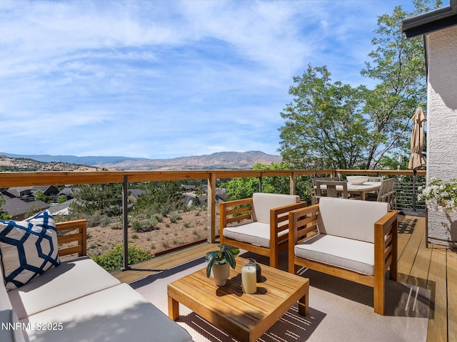 4721 W Creek Ridge Trl, Reno, NV 89519 - balcony featuring outdoor lounge area, a deck with mountain view, and outdoor dining area