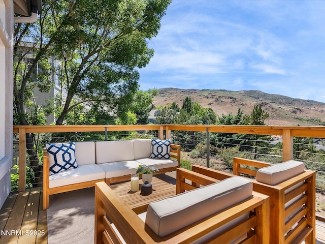 4721 W Creek Ridge Trl, Reno, NV 89519 - deck featuring an outdoor living space and a mountain view