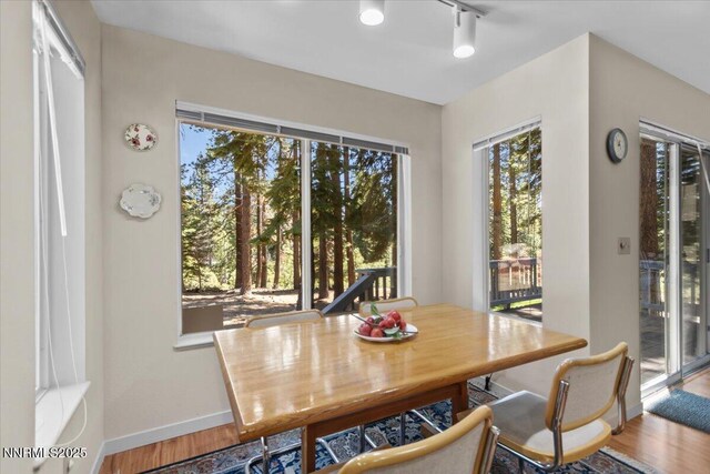 917 Jennifer St, Incline Village, NV 89451 - dining space featuring wood finished floors and track lighting