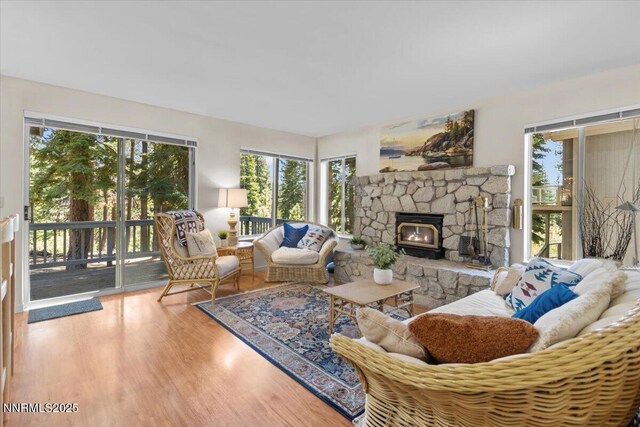 917 Jennifer St, Incline Village, NV 89451 - living area featuring wood finished floors, healthy amount of natural light, and a fireplace
