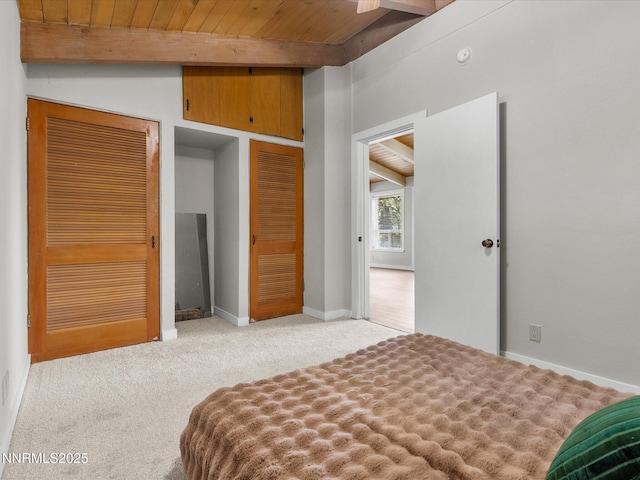 699 Lakeview Dr, Zephyr Cove, NV 89448 - bedroom featuring carpet and a wood ceiling with exposed beams