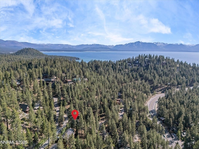699 Lakeview Dr, Zephyr Cove, NV 89448 - aerial overview of property's location with a forest and a water and mountain view