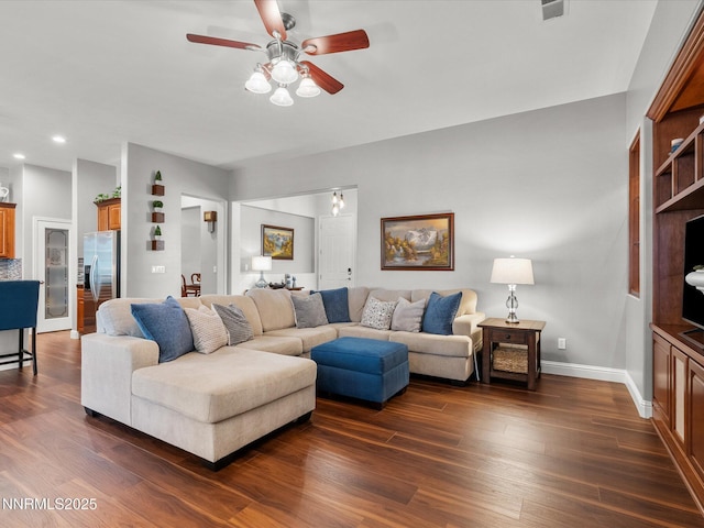 1486 Lambrays Ct, Sparks, NV 89436 - living area with ceiling fan, recessed lighting, and dark wood-style floors
