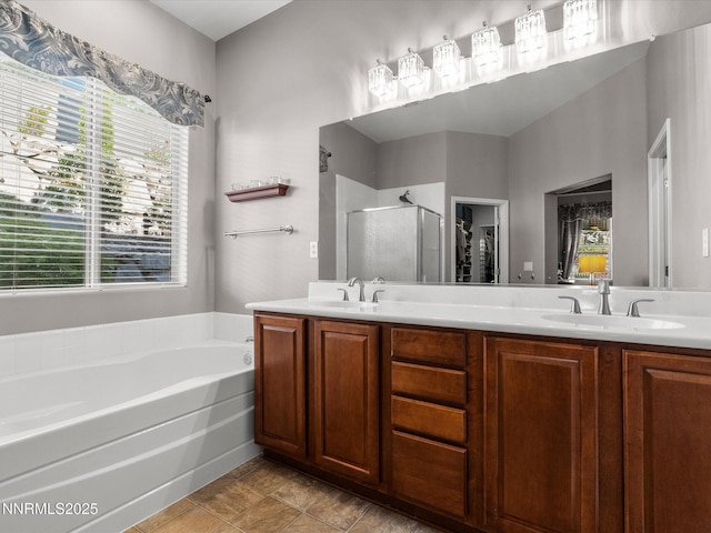 1486 Lambrays Ct, Sparks, NV 89436 - bathroom with a shower stall, healthy amount of natural light, double vanity, and a garden tub