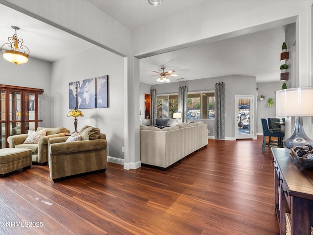 1486 Lambrays Ct, Sparks, NV 89436 - living room featuring dark wood-type flooring and ceiling fan