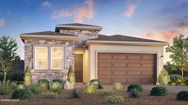 2394 Rocky Anchor Ln Unit Oakhill 88, Sparks, NV 89441 - prairie-style house with stone siding, an attached garage, driveway, and stucco siding
