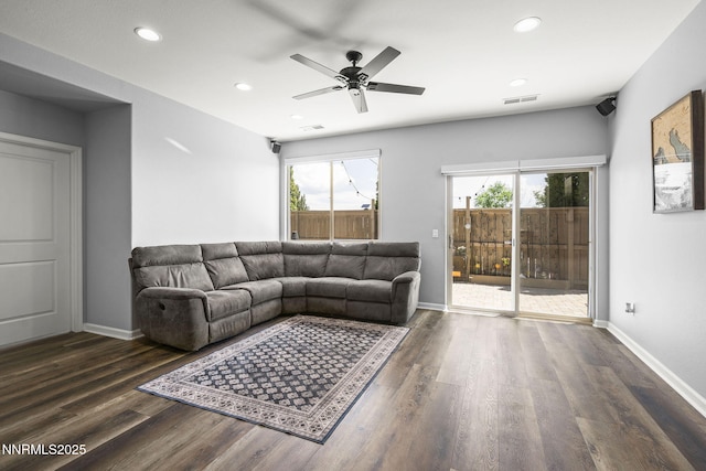 590 S Sand Crane Cir, Sparks, NV 89436 - living area featuring wood finished floors, recessed lighting, and ceiling fan