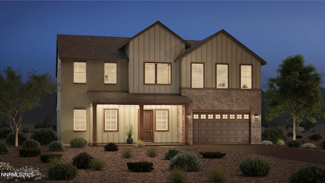 481 Hutchinson Dr Unit Harris 87, Sparks, NV 89441 - view of front facade with board and batten siding, driveway, a garage, and roof with shingles