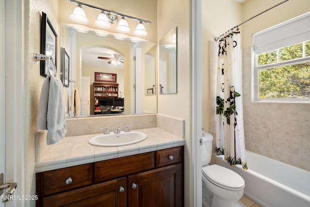 16956 Rue Du Parc Ave, Reno, NV 89511 - full bathroom with vanity, shower / bath combination with curtain, and a ceiling fan