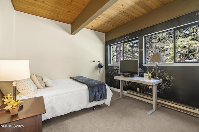 123 Juanita Dr Unit 1-7, Incline Village, NV 89451 - bedroom featuring a wooden ceiling with exposed beams and carpet floors