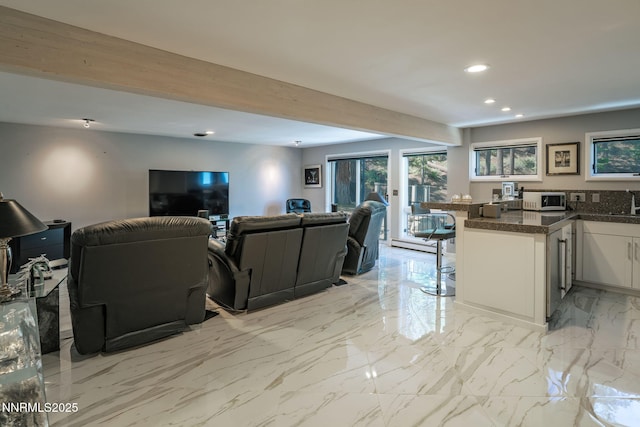 275 Chukkar Dr, Glenbrook, NV 89413 - living room featuring recessed lighting and light marble finish flooring