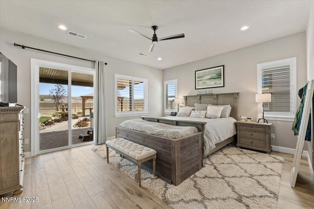 10 Diamond Strm Ct, Sparks, NV 89441 - bedroom with access to exterior, light wood-style floors, ceiling fan, and recessed lighting