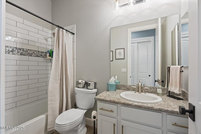 10 Diamond Strm Ct, Sparks, NV 89441 - full bathroom with vanity, shower / bath combo with shower curtain, and a textured wall