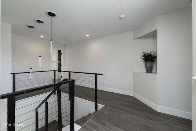 3323 Deer Ridge Ct, Reno, NV 89509 - hallway featuring an upstairs landing, recessed lighting, and wood finished floors