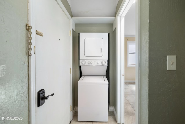 807 Alder Ave Unit 61, Incline Village, NV 89451 - laundry room with stacked washing machine and dryer and baseboards