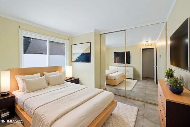 807 Alder Ave Unit 61, Incline Village, NV 89451 - bedroom with a closet, crown molding, and light tile patterned flooring