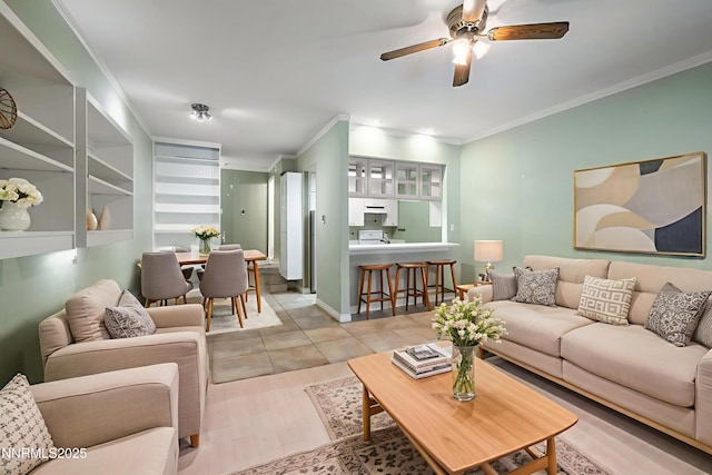 807 Alder Ave Unit 61, Incline Village, NV 89451 - living room featuring crown molding, ceiling fan, and wood finished floors