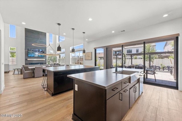 206 Criollo Ct, Reno, NV 89511 - kitchen with an island with sink, light wood finished floors, recessed lighting, healthy amount of natural light, and open floor plan