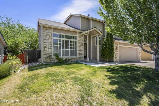 940 Skyway Dr, Reno, NV 89523 - view of front of property featuring stone siding, concrete driveway, and an attached garage