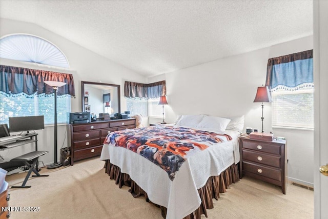 976 Leah Cir, Reno, NV 89511 - bedroom with light colored carpet, vaulted ceiling, and a textured ceiling