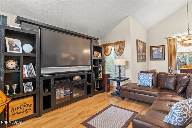 976 Leah Cir, Reno, NV 89511 - living room featuring lofted ceiling, wood finished floors, and a textured ceiling