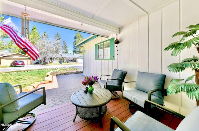 3510 Rancho Cir S, Lake Tahoe, CA 96150 - wooden deck featuring an outdoor hangout area