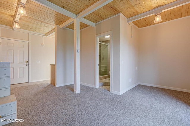 331 Tramway Dr Unit 17, Stateline, NV 89449 - carpeted empty room with a wooden ceiling with exposed beams and baseboards