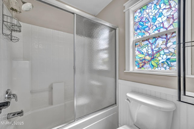 2182 Talladega Ct, Sparks, NV 89436 - full bathroom featuring enclosed tub / shower combo and a wainscoted wall