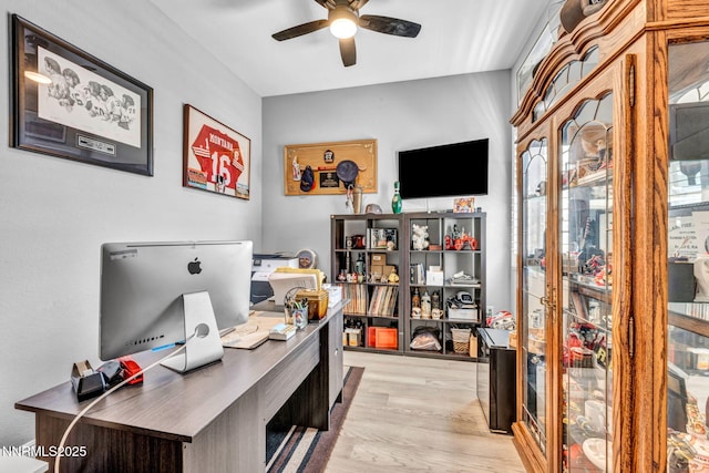 2109 Cast Iron Dr, Reno, NV 89521 - home office with a ceiling fan, light wood-type flooring, and plenty of natural light