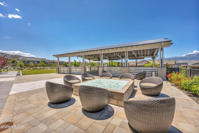2109 Cast Iron Dr, Reno, NV 89521 - view of patio / terrace with a mountain view and a gazebo